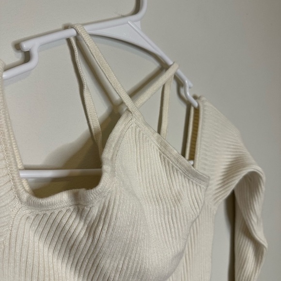 Abercrombie & Fitch Strappy Cut Out Halter Long Sleeve Ribbed White Body… - Picture 3 of 8